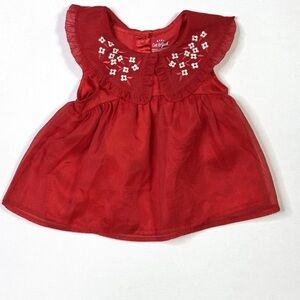 Cat & Jack Red Baby Dress with Floral Embroidery